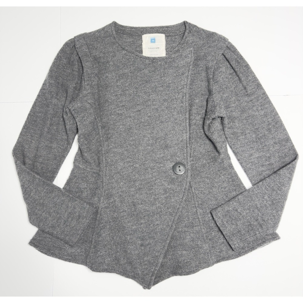 Anthropologie Sparrow Women's Charcoal Merino Wool Peplum Jacket Asymmetrical M